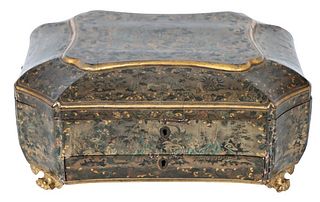 Antique Chinese Lacquer Sewing Box