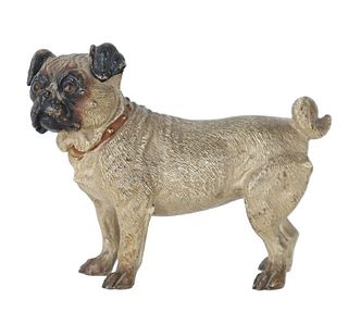 Cold Painted Austrian Bronze Pug Dog