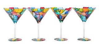 (4) Martini Art Glasses