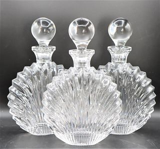 Set of (3) Shell Form Decanters & Stoppers