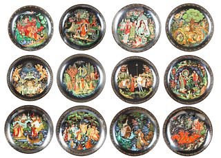 Large Collection of Russian Hand Painted Plates