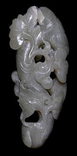 Carved Celadon Nephrite [Lingzhi]
