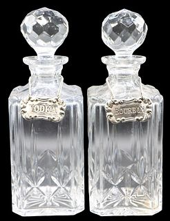 Pair of Vintage Cut Glass Decanters