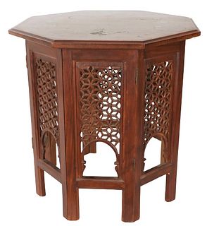 Thai Octagonal Carved Wood Table