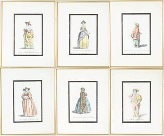 Collection (6) Engravings Male & Female Costumes