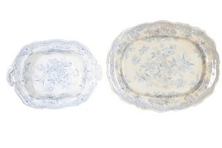 (2) Antique Blue & White Porcelain Trays