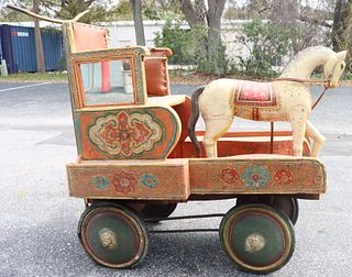 Antique Rajasthan Indian Push Cart w Horse