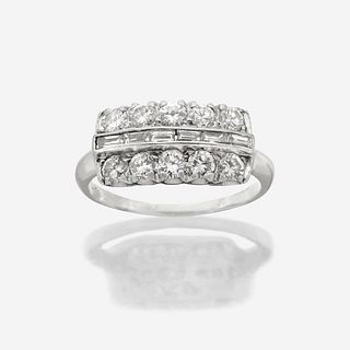 A platinum and diamond ring