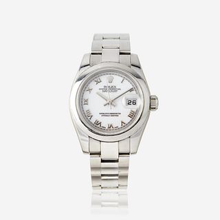 A lady's stainless steel automatic, bracelet wristwatch with date, Rolex Datejust