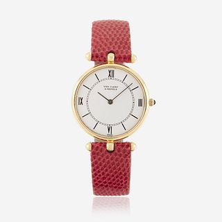 An eighteen karat gold, strap wristwatch, Van Cleef & Arpels