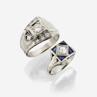 Two diamond and white gold rings