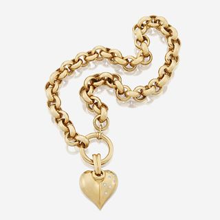 An eighteen karat gold necklace and diamond pendant necklace