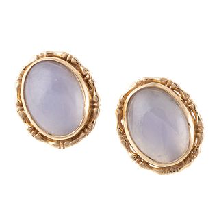 A Pair of Lavender Jade Earrings in 14K