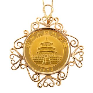 A 1993 .999 Gold Panda Coin Pendant with 14K Chain