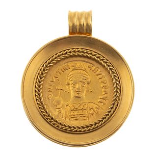 A Justinian I the Great Coin Pendant in 14K