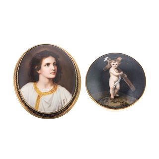 A Collection of Hand-Painted Porcelain Brooches