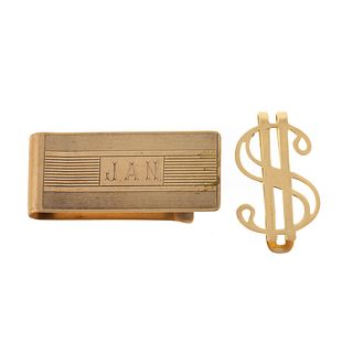 A Collection of Vintage Gold Money Clips