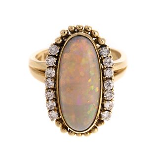 An Impressive Opal & Diamond Ring in 14K