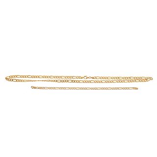 A Figaro Link Necklace & Bracelet in 14K Gold