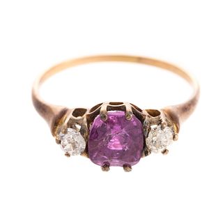 A Late Victorian Ruby & Diamond Ring in 15K