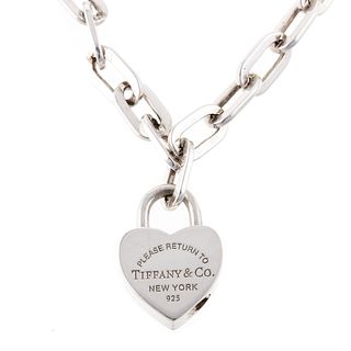 A Sterling Tiffany & Co. Heart Tag Pendant & Chain