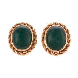 A Pair of 12.00 ctw Emerald Ear Clips in 14K