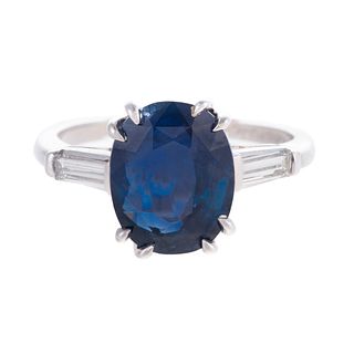 A 5.26 ct Unheated Burmese Sapphire Ring in Plat