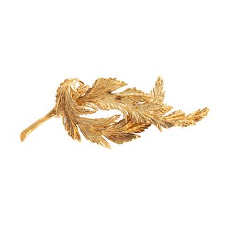 A Textured Double Leaf Brooch in 18K