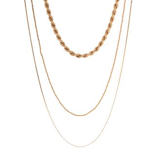 A Trio of Chain Necklaces in Yellow Gold