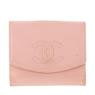 A Chanel Small Bifold Flap Wallet in Pink