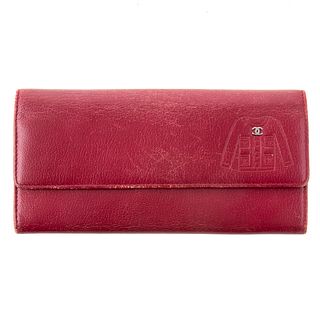 A Chanel Jacket Embossed Long Flap Wallet