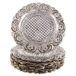 Twelve Baroque Style Silver Plated Chargers