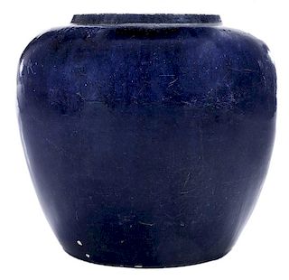 Blue Monochrome Glaze Stoneware Jar