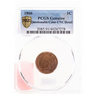 1866 Indian Cent PCGS UNC - Questionable Color
