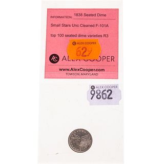 1838 Seated Dime Small Stars F-101A Unc Cleaned