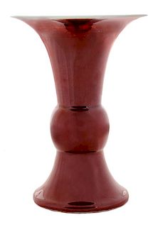 Copper Red Gu Form Porcelain Vase
