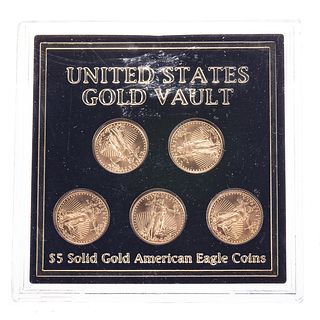 Five 2009 $5 Gold American Eagles
