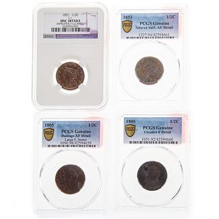 Four Higher Grade Half Cents with Issues