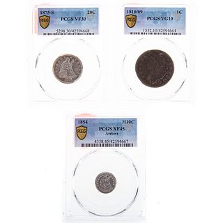Three Nice PCGS Type Coins Inc 1810/09 Cent VG10