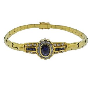 18k Gold Diamond Sapphire Bracelet 