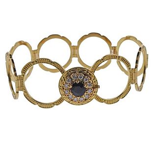 18k Gold Diamond Sapphire Ring Convertible Bracelet