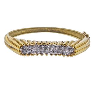 18K Gold Diamond Bangle Bracelet