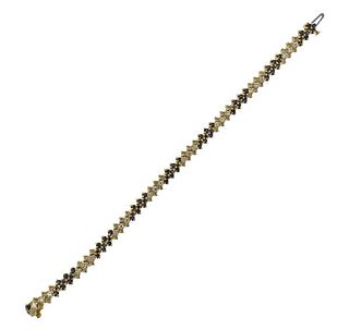 18K Gold Diamond Sapphire Bracelet