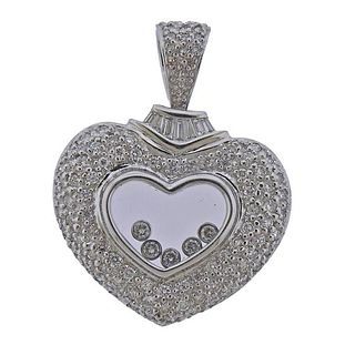 18k Gold Floating Diamond Heart Pendant