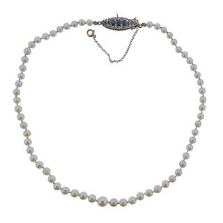 14K Gold Diamond Garnet Pearl Necklace