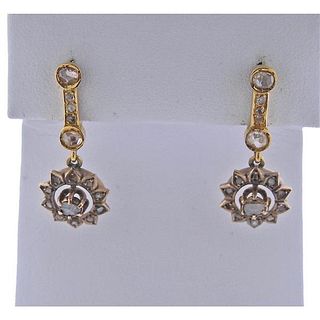 Antique 18k Gold Diamond Drop Earrings