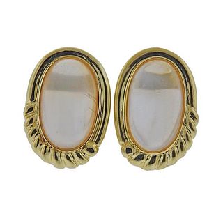 18K Gold Moonstone Earrings