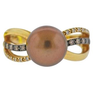 Le Vian 14K Gold Diamond Chocolate Pearl Ring