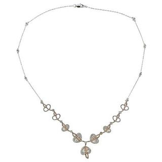 Gregg Ruth White Pink Diamond 18k  Gold Necklace