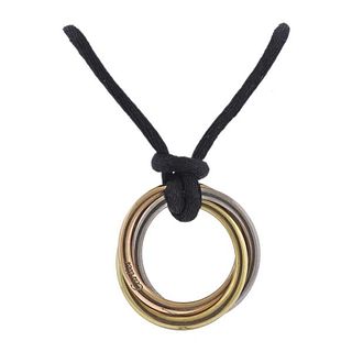 Cartier Trinity 18K Gold Tri Color Pendant on Silk Cord Necklace